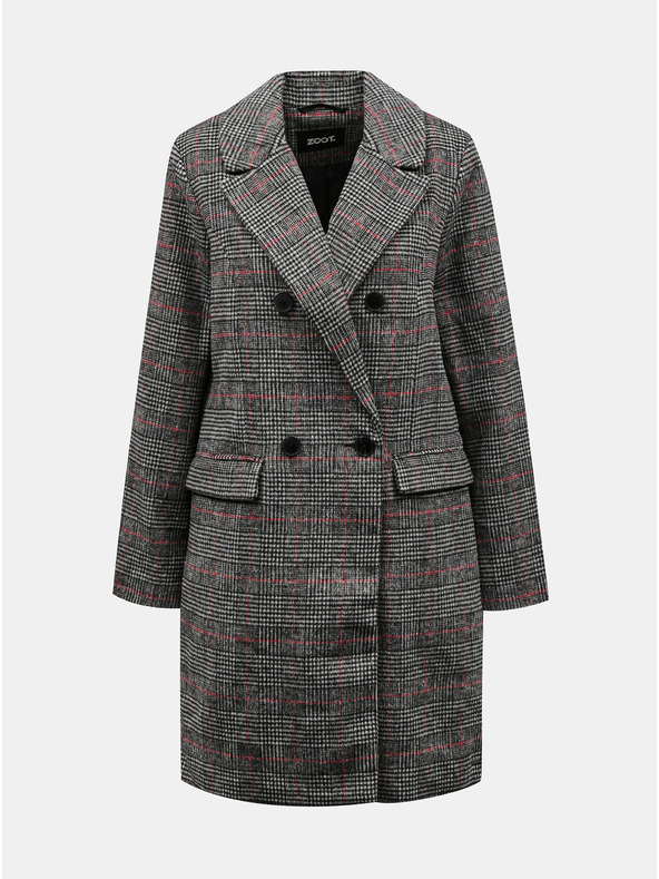 ZOOT.lab Tmavě šedý dámský kostkovaný zimní kabát ZOOT.lab Gabrielle