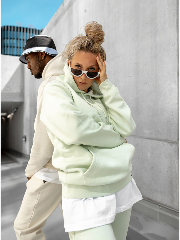 ICOONIC Světle zelená unisex basic mikina s kapucí ICOONIC