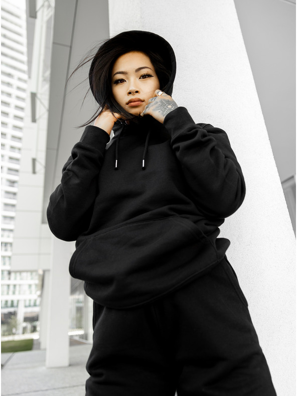 ICOONIC Černá unisex basic mikina s kapucí ICOONIC