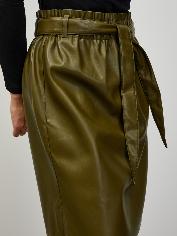 ZOOT.lab Khaki dámská koženková sukně se zavazováním ZOOT.lab Ryoko