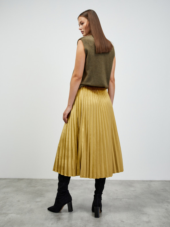 ZOOT.lab Plisovaná midi sukně ve zlaté barvě a sametové úpravě ZOOT.lab Nova