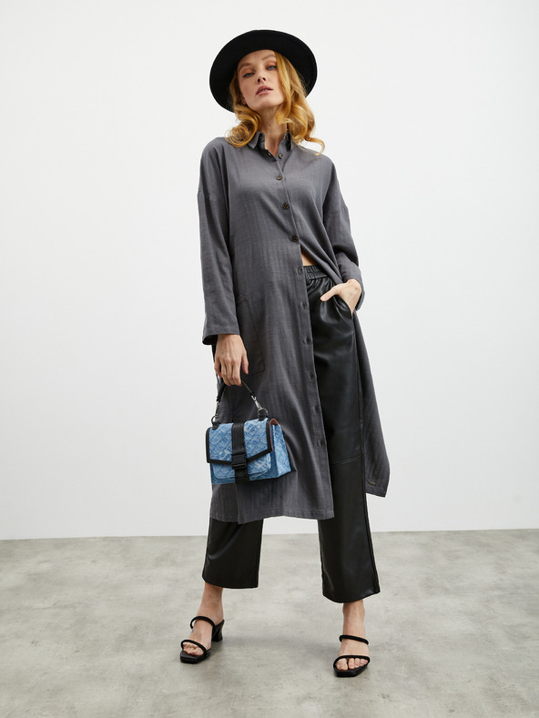 ZOOT.lab Tmavě šedé dámské košilové šaty s příměsí lnu ZOOT.lab Darsha