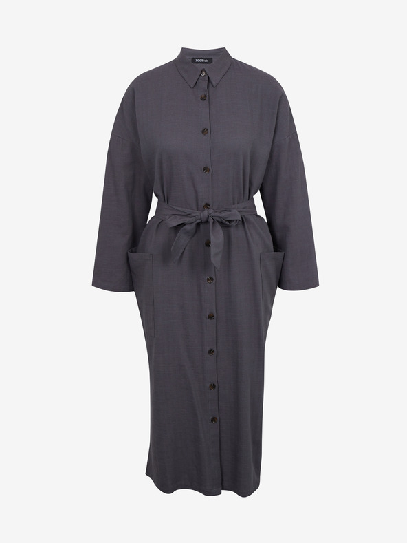 ZOOT.lab Tmavě šedé dámské košilové šaty s příměsí lnu ZOOT.lab Darsha