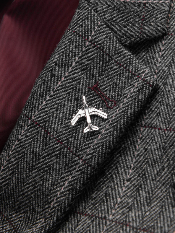 Ombre Clothing Ozdobný kovový špendlík na oděv letadlo stříbrná Ombre Clothing