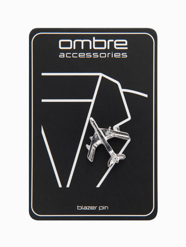 Ombre Clothing Ozdobný kovový špendlík na oděv letadlo stříbrná Ombre Clothing