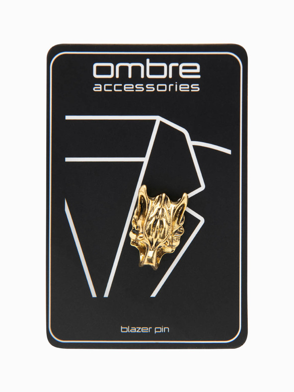 Ombre Clothing Kovový ozdobný odznak na oděv vlk zlatá Ombre Clothing