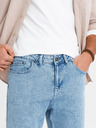 Ombre Clothing Pánské klasické seprané džíny REGULAR FIT modrá Ombre Clothing