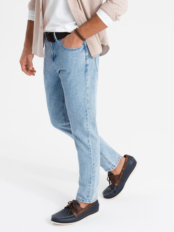 Ombre Clothing Pánské klasické seprané džíny REGULAR FIT modrá Ombre Clothing