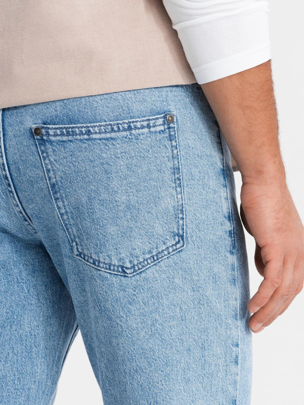 Ombre Clothing Pánské klasické seprané džíny REGULAR FIT modrá Ombre Clothing
