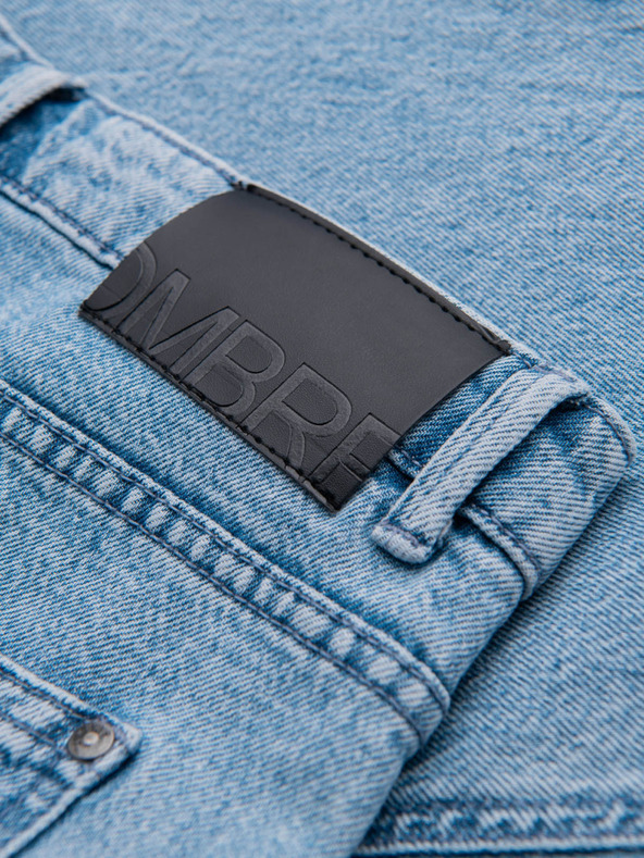 Ombre Clothing Pánské klasické seprané džíny REGULAR FIT modrá Ombre Clothing