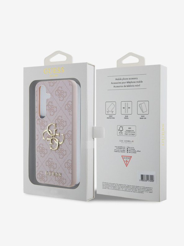 Guess Guess PU 4G Metal Logo Zadní Kryt pro Samsung Galaxy S24 Pink