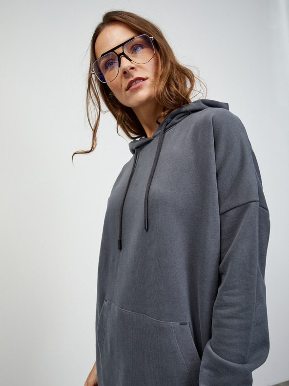 ZOOT.lab Šedé dámské mikinové basic šaty s kapucí ZOOT.lab Dove
