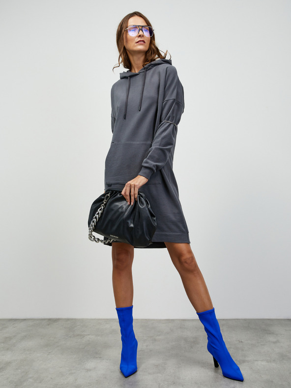 ZOOT.lab Šedé dámské mikinové basic šaty s kapucí ZOOT.lab Dove