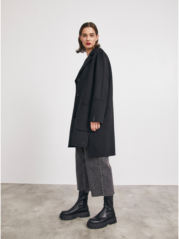 ZOOT.lab Černý dámský kabát s příměsí vlny METROOPOLIS by ZOOT.lab Kandis