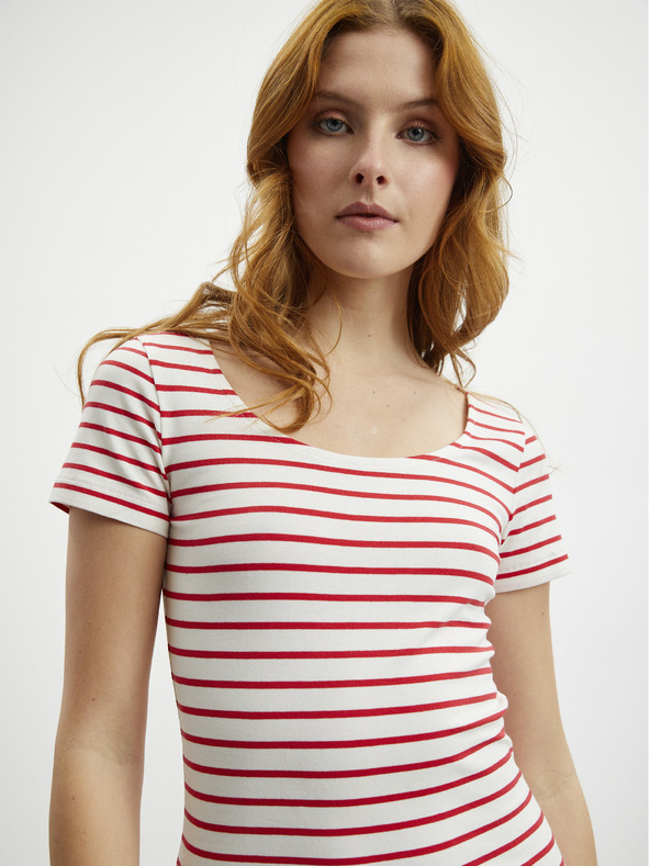 ZOOT.lab Bílo-červené pruhované pouzdrové šaty ZOOT.lab Vally