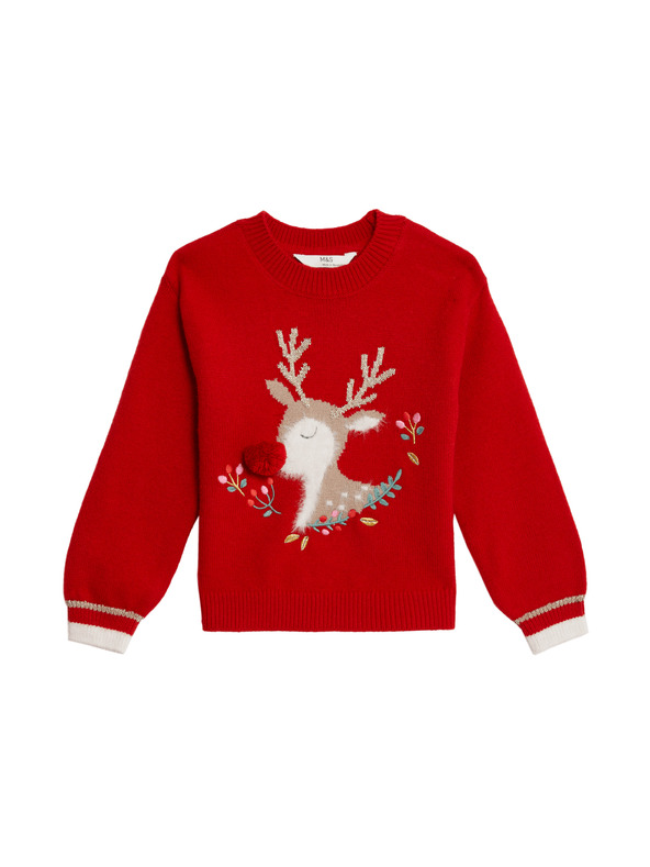 Marks & Spencer Svetr s motivem soba (1–8 let) Marks & Spencer červená