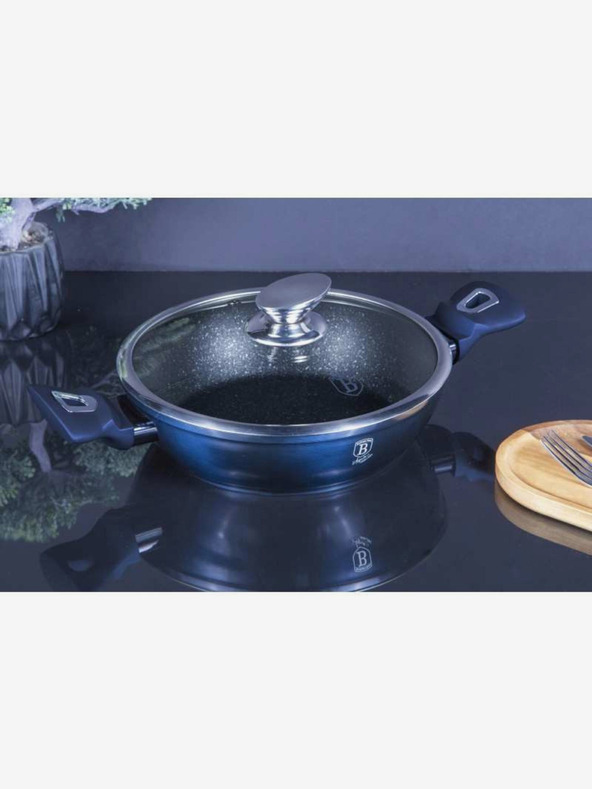 Berlingerhaus Pekáč kulatý s mramorovým povrchem a poklicí 24 cm BERLINGERHAUS Metallic Line Aquamarine Edition