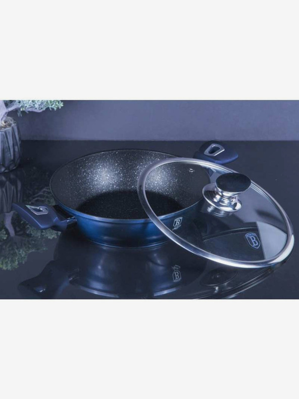 Berlingerhaus Pekáč kulatý s mramorovým povrchem a poklicí 24 cm BERLINGERHAUS Metallic Line Aquamarine Edition