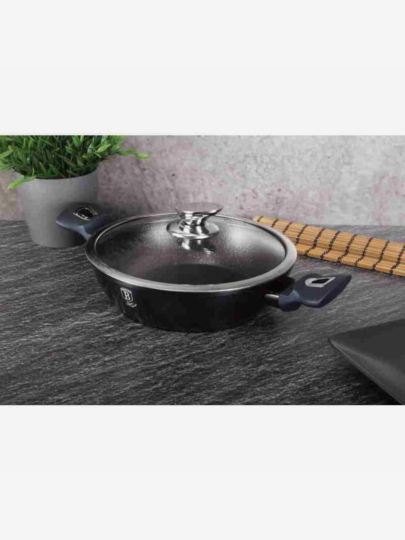 Berlingerhaus Pekáč kulatý s mramorovým povrchem a poklicí 24 cm BERLINGERHAUS Metallic Line Aquamarine Edition