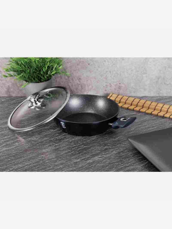 Berlingerhaus Pekáč kulatý s mramorovým povrchem a poklicí 24 cm BERLINGERHAUS Metallic Line Aquamarine Edition