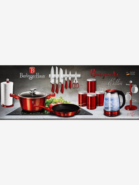 Berlingerhaus Kulatý pekáč s mramorovým povrchem a poklicí 24 cm BERLINGERHAUS Burgundy Metallic Line