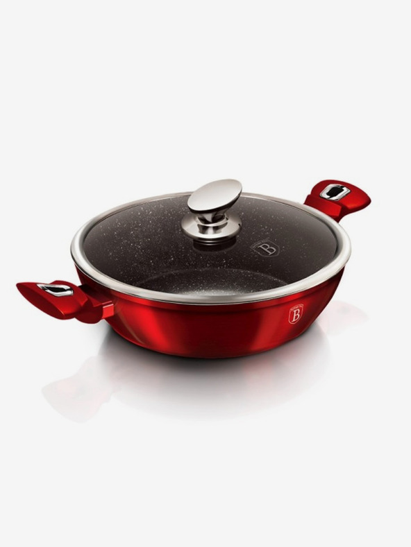 Berlingerhaus Kulatý pekáč s mramorovým povrchem a poklicí 32 cm BERLINGERHAUS Burgundy Metallic Line