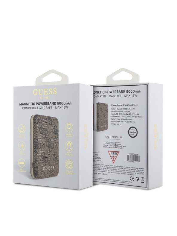 Guess Guess PU 4G MagSafe Powerbanka 5000mAh Brown