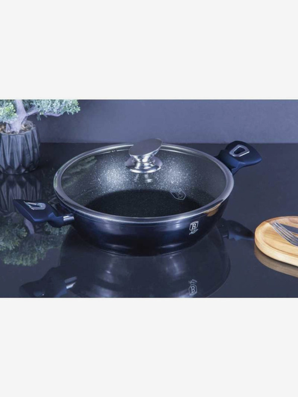 Berlingerhaus Pekáč kulatý s mramorovým povrchem a poklicí 28 cm BERLINGERHAUS Metallic Line Aquamarine Edition