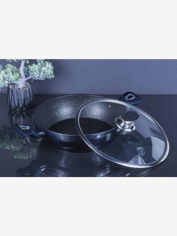 Berlingerhaus Pekáč kulatý s mramorovým povrchem a poklicí 28 cm BERLINGERHAUS Metallic Line Aquamarine Edition