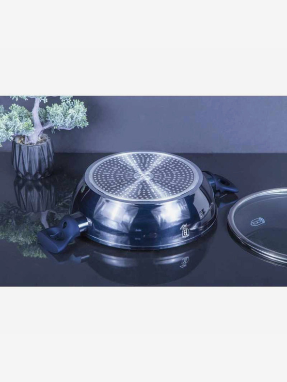 Berlingerhaus Pekáč kulatý s mramorovým povrchem a poklicí 28 cm BERLINGERHAUS Metallic Line Aquamarine Edition