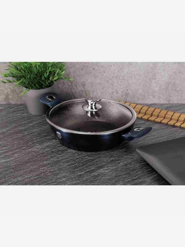 Berlingerhaus Pekáč kulatý s mramorovým povrchem a poklicí 28 cm BERLINGERHAUS Metallic Line Aquamarine Edition