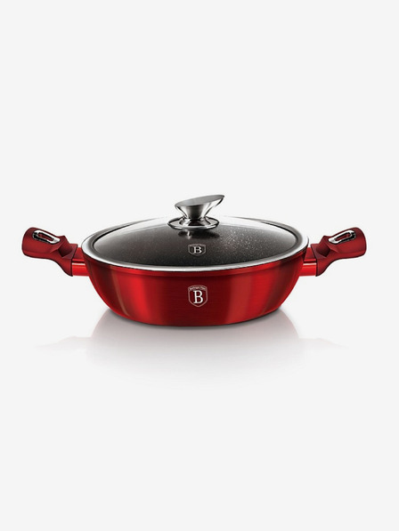 Berlingerhaus Kulatý pekáč s mramorovým povrchem a poklicí 28 cm BERLINGERHAUS Burgundy Metallic Line