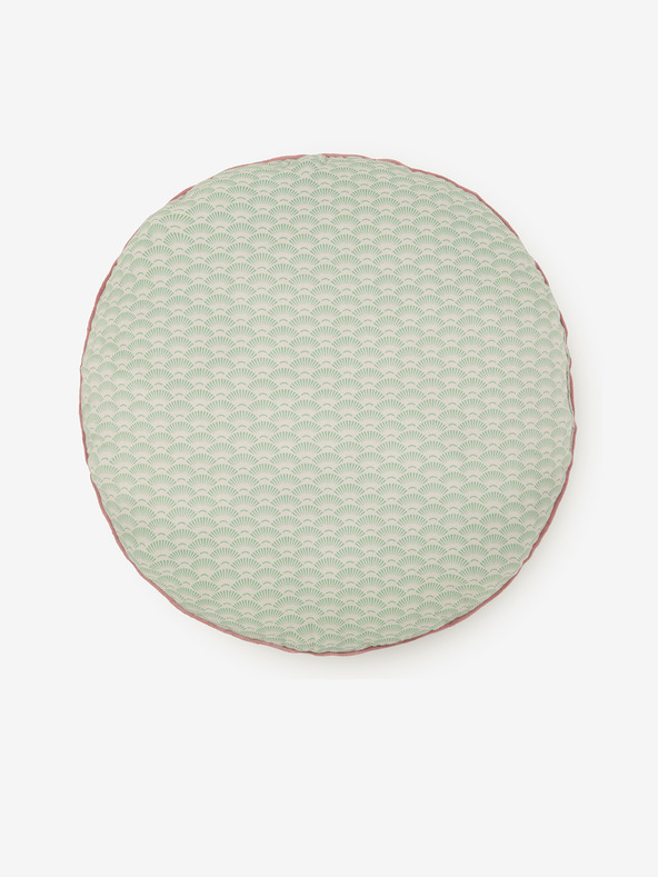 HIP Průměr 55 cm - Růžovo-zelený oboustranný polštář s motivem HIP Romini