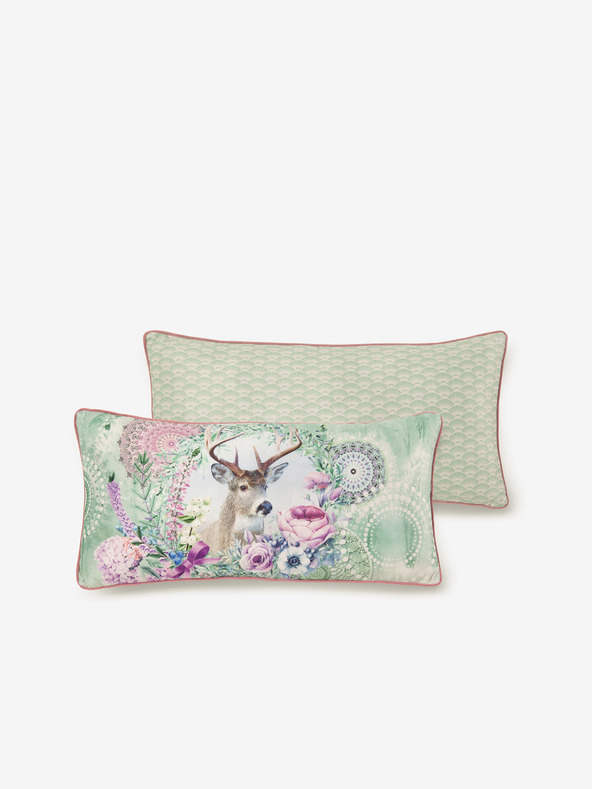 HIP 30 x 60 cm - Zeleno-růžový oboustranný polštář s motivem HIP Romini