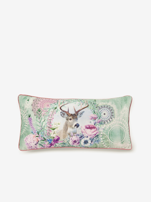 HIP 30 x 60 cm - Zeleno-růžový oboustranný polštář s motivem HIP Romini