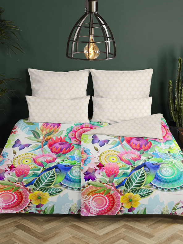 HIP Růžovo-bílé vzorované oboustranné povlečení HIP Chess 140 x 200 cm