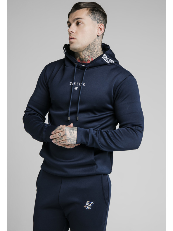 Siksilk Tmavě modrá pánská mikina s kapucí  SikSilk