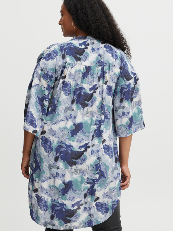 Fransa Modrá vzorovaná košile s prodlouženou zadní částí Fransa