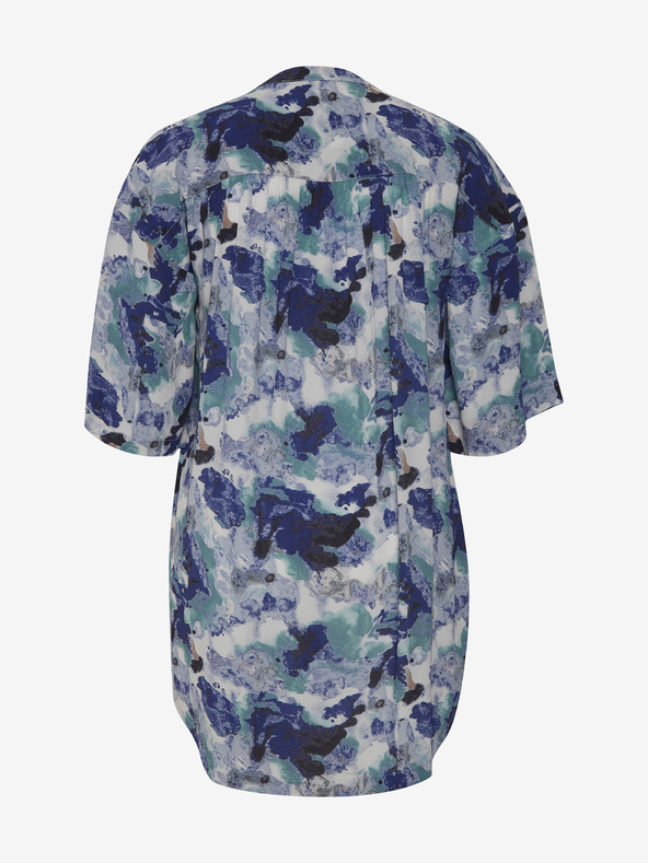 Fransa Modrá vzorovaná košile s prodlouženou zadní částí Fransa