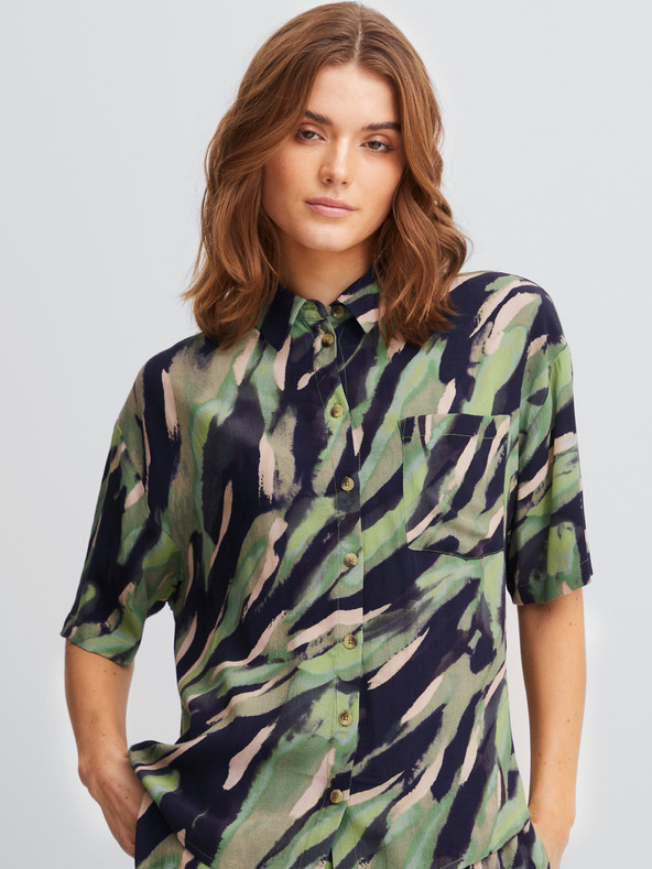 Fransa Černo-zelená dámská vzorovaná košile Fransa