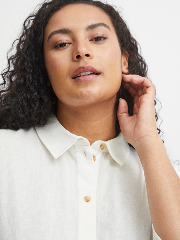 Fransa Bílá dámská košile s příměsí lnu Fransa