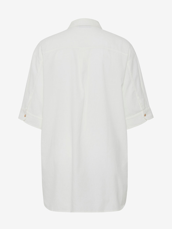 Fransa Bílá dámská košile s příměsí lnu Fransa