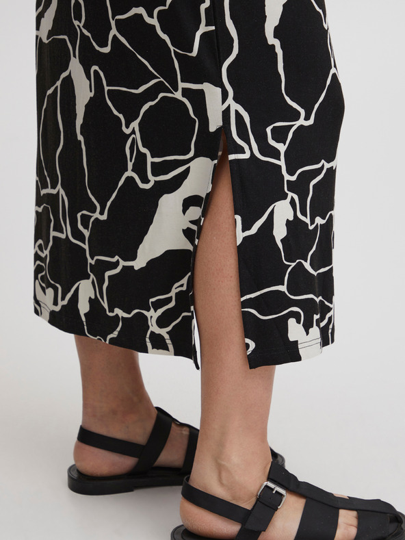 Fransa Bílo-černá dámská vzorovaná midi sukně Fransa