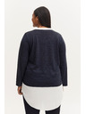 Fransa Tmavě modrý dámský svetr s košilovou vsadkou Fransa