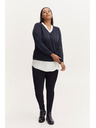 Fransa Tmavě modrý dámský svetr s košilovou vsadkou Fransa