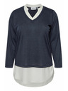 Fransa Tmavě modrý dámský svetr s košilovou vsadkou Fransa
