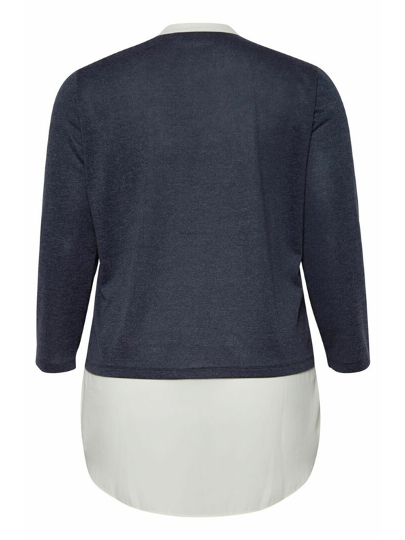 Fransa Tmavě modrý dámský svetr s košilovou vsadkou Fransa