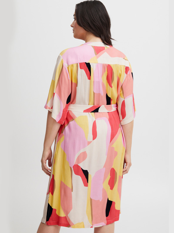 Fransa Bílo-růžové dámské vzorované košilové šaty Fransa