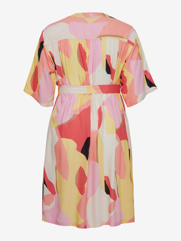 Fransa Bílo-růžové dámské vzorované košilové šaty Fransa