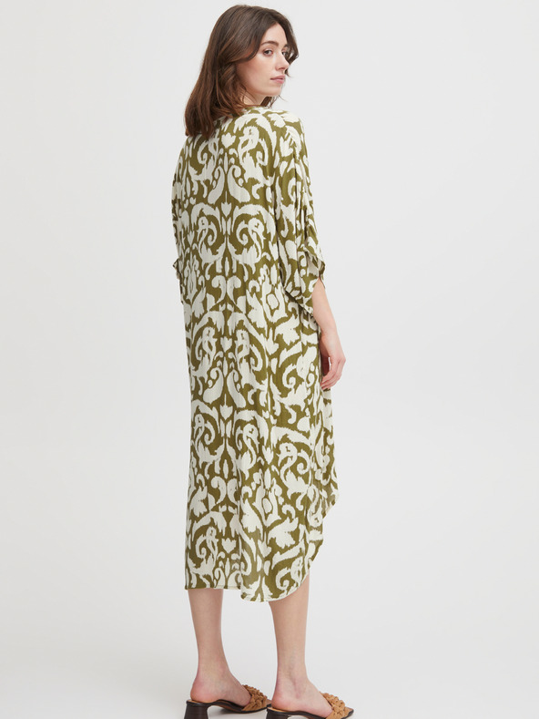 Fransa Bílo-khaki dámské vzorované šaty Fransa